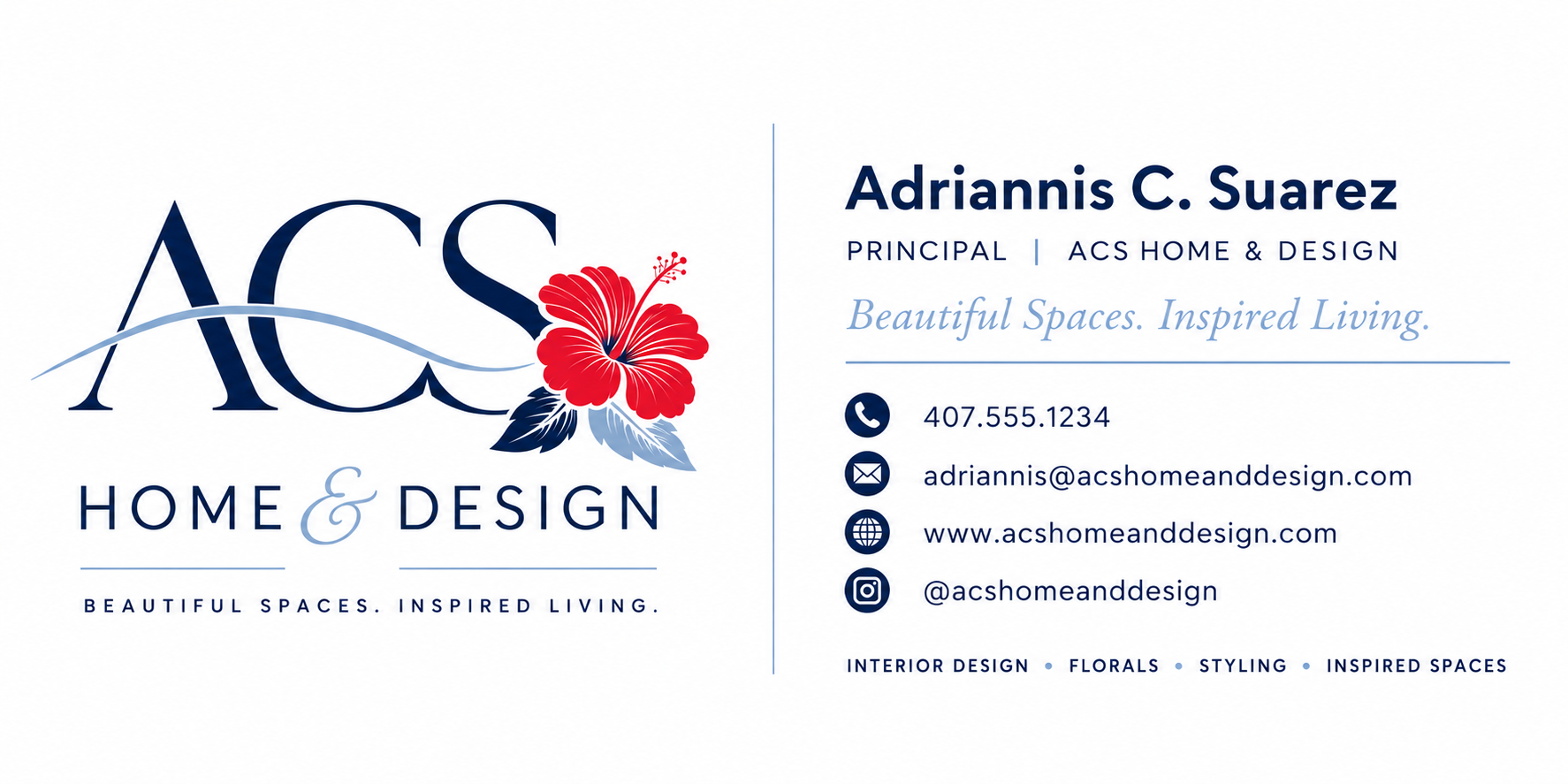 ACS Home & Design — red hibiscus flower logo